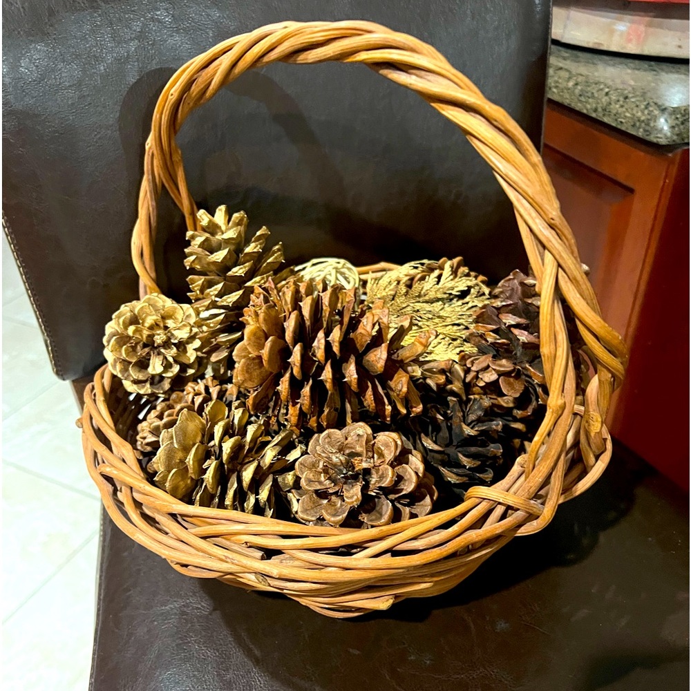 Basket and pinecones
